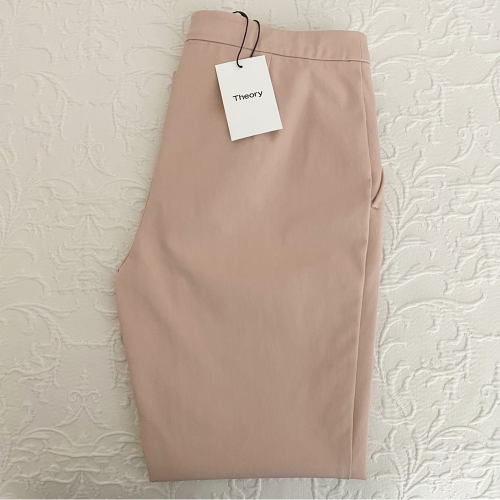 NEW Theory Peach Rose Approach Thaniel Cropped Pull On Trousers Size 6 - Picture 9 of 11